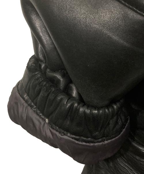 Schott（ショット）Schott (ショット) ラムレザー フーデッドダウンジャケット ブラック サイズ:Mの古着・服飾アイテム