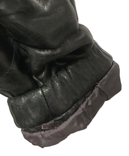 Schott（ショット）Schott (ショット) ラムレザー フーデッドダウンジャケット ブラック サイズ:Mの古着・服飾アイテム