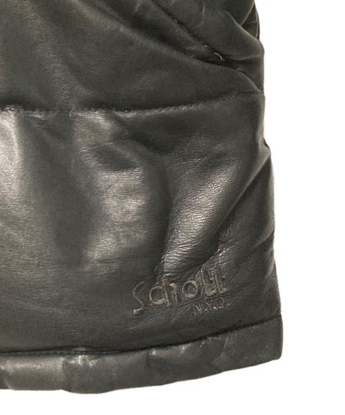 Schott（ショット）Schott (ショット) ラムレザー フーデッドダウンジャケット ブラック サイズ:Mの古着・服飾アイテム