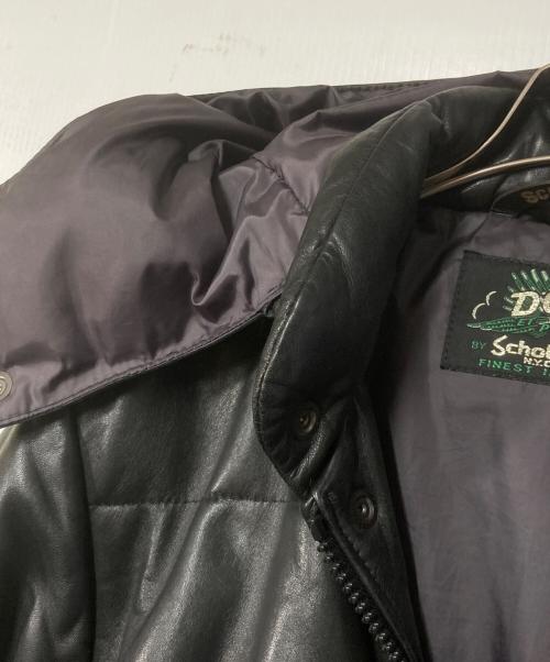 Schott（ショット）Schott (ショット) ラムレザー フーデッドダウンジャケット ブラック サイズ:Mの古着・服飾アイテム