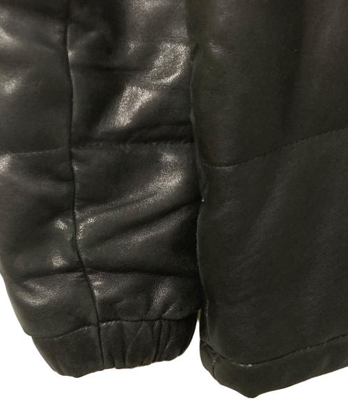 Schott（ショット）Schott (ショット) ラムレザー フーデッドダウンジャケット ブラック サイズ:Mの古着・服飾アイテム