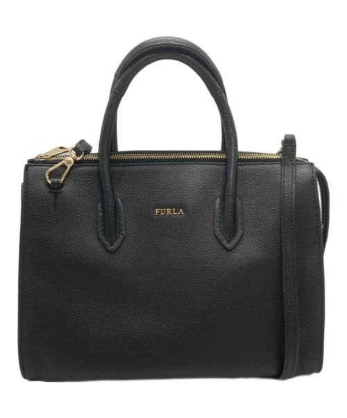 FURLA（フルラ）FURLA (フルラ) ピンサッチェル 2WAYバッグ ブラックの古着・服飾アイテム