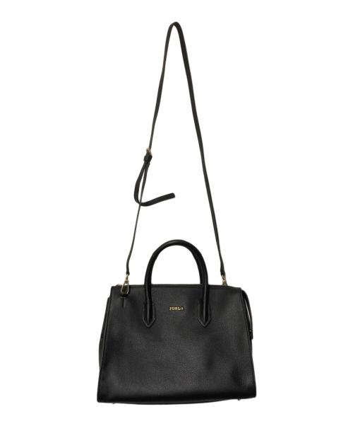 FURLA（フルラ）FURLA (フルラ) ピンサッチェル 2WAYバッグ ブラックの古着・服飾アイテム