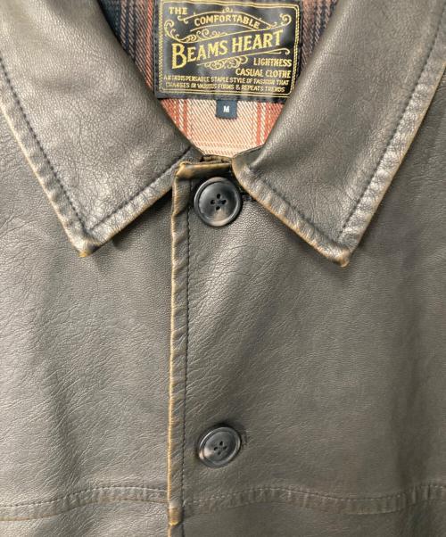 BEAMS HEART（ビームスハート）BEAMS HEART (ビームスハート) フェイクレザー カーコート ブラウン サイズ:Mの古着・服飾アイテム