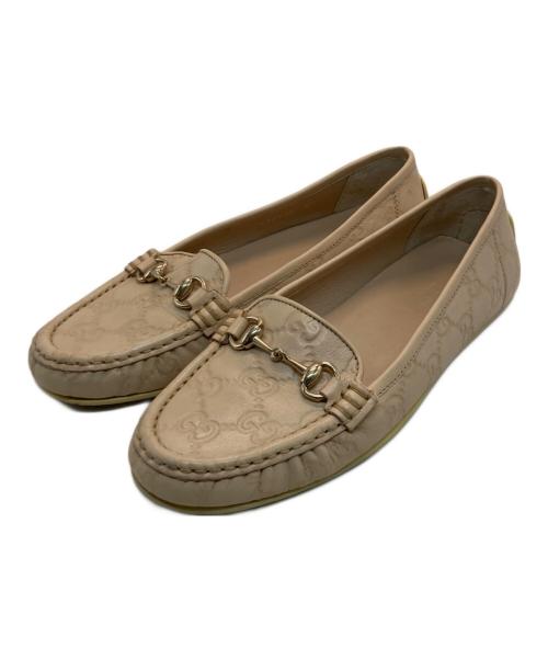 GUCCI（グッチ）GUCCI (グッチ) GG柄 ホースビット ドライビングシューズ ピンクベージュ サイズ:35の古着・服飾アイテム