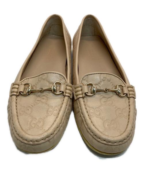 GUCCI（グッチ）GUCCI (グッチ) GG柄 ホースビット ドライビングシューズ ピンクベージュ サイズ:35の古着・服飾アイテム