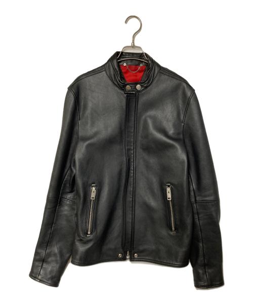 DIESEL（ディーゼル）DIESEL (ディーゼル) ラムレザー シングルライダースジャケット ブラック サイズ:Mの古着・服飾アイテム