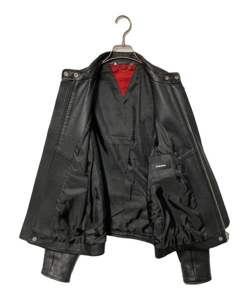 DIESEL（ディーゼル）DIESEL (ディーゼル) ラムレザー シングルライダースジャケット ブラック サイズ:Mの古着・服飾アイテム