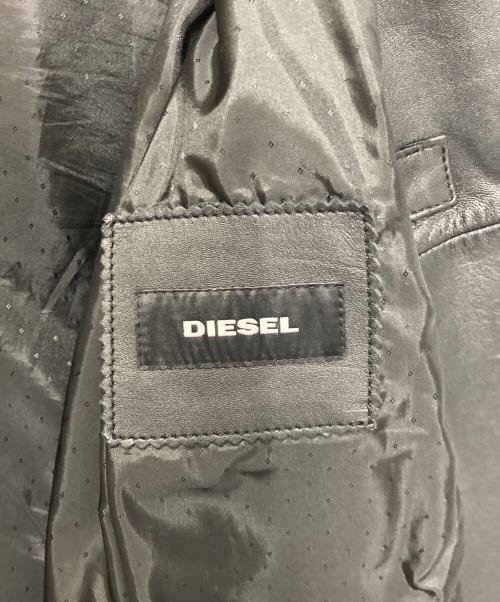 DIESEL（ディーゼル）DIESEL (ディーゼル) ラムレザー シングルライダースジャケット ブラック サイズ:Mの古着・服飾アイテム