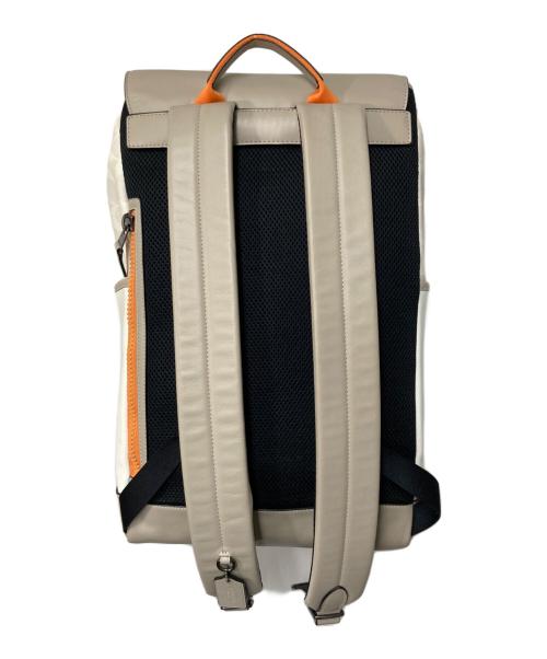 COACH（コーチ）COACH (コーチ) トラック バックパック カラーブロック シグネチャー キャンバス ベージュ×オレンジの古着・服飾アイテム