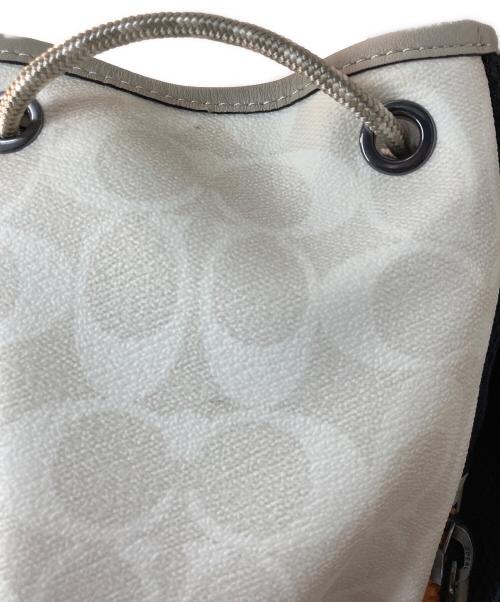 COACH（コーチ）COACH (コーチ) トラック バックパック カラーブロック シグネチャー キャンバス ベージュ×オレンジの古着・服飾アイテム