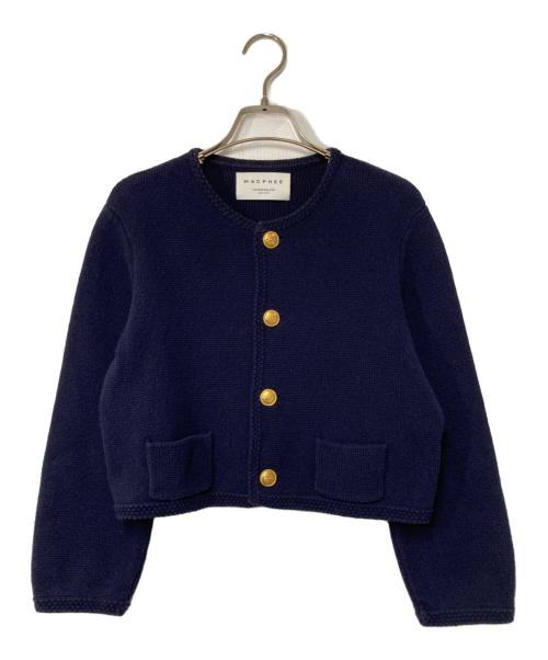 MACPHEE（マカフィー）MACPHEE (マカフィー) ハーフミラノリブ クロップドカーディガン ネイビー サイズ:Sの古着・服飾アイテム