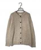 SHIPS anyシップスエニィ）の古着「ヤク ケーブル クルーネック ニット カーディガン」｜ベージュ