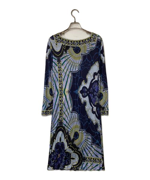 Emilio Pucci（エミリオ プッチ）Emilio Pucci (エミリオ プッチ) 総柄レーヨンワンピース ネイビー×ブルー サイズ:38の古着・服飾アイテム