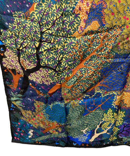 HERMES（エルメス）HERMES (エルメス) 英国式庭園にて Dans Un Jardin Anglais ALICE SHIRLEY カレ90 シルクスカーフ ブラック×マルチカラーの古着・服飾アイテム