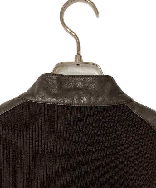 RALPH LAUREN（ラルフローレン）RALPH LAUREN (ラルフローレン) ラムレザーヨークドライバーズニット ブラック サイズ:Ｓの古着・服飾アイテム