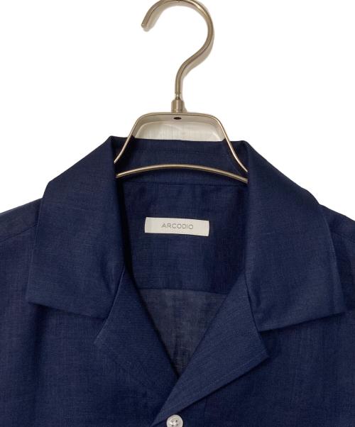 ARCODIO（アルコディオ）ARCODIO (アルコディオ) フレンチリネン 半袖プルオーバーシャツ ネイビー サイズ:Ｍの古着・服飾アイテム