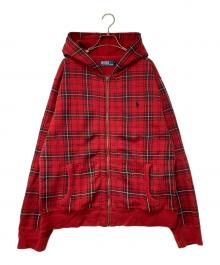 POLO RALPH LAUREN（ポロ・ラルフローレン）の古着「ポニー刺繍裏サーマルジップパーカー」｜レッド×ブラック
