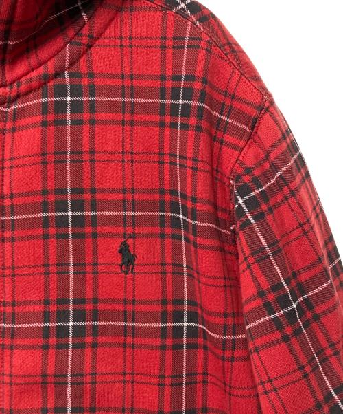 POLO RALPH LAUREN（ポロ・ラルフローレン）POLO RALPH LAUREN (ポロ・ラルフローレン) ポニー刺繍裏サーマルジップパーカー レッド×ブラック サイズ:XLの古着・服飾アイテム