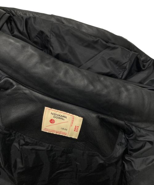 nano・universe（ナノ・ユニバース）nano・universe (ナノ・ユニバース) 西川ダウン ラムレザーダウンジャケット ブラック サイズ:Mの古着・服飾アイテム