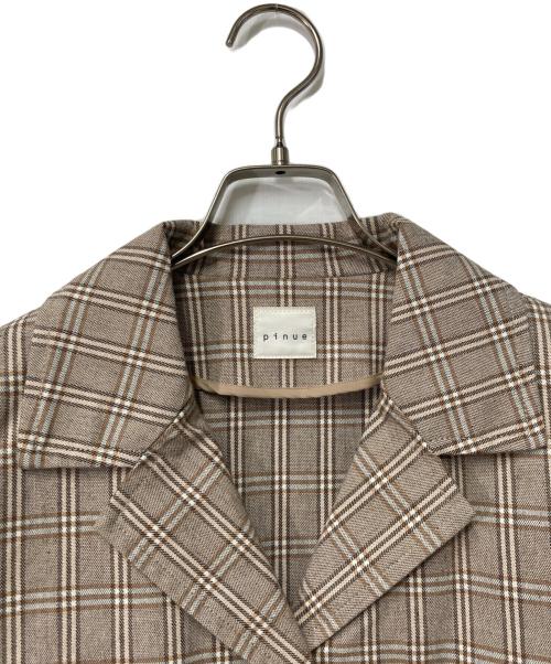pinue（ピヌエ）pinue (ピヌエ) チェックジャケット ブラウン サイズ:Freeの古着・服飾アイテム