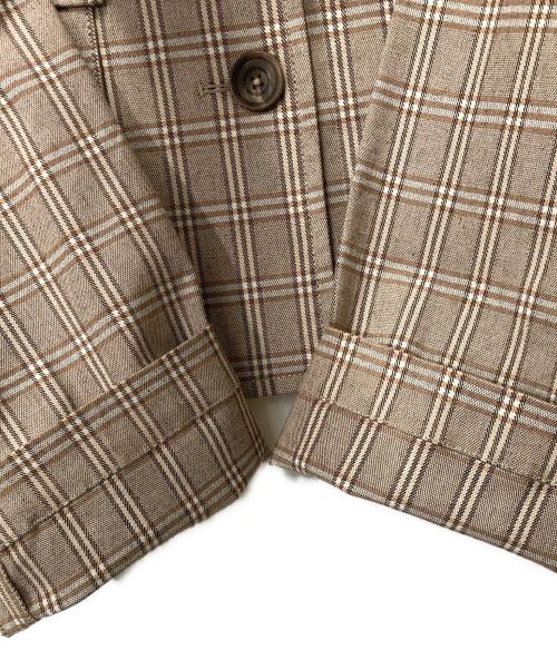 pinue（ピヌエ）pinue (ピヌエ) チェックジャケット ブラウン サイズ:Freeの古着・服飾アイテム