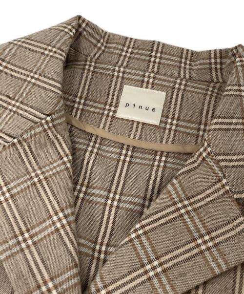 pinue（ピヌエ）pinue (ピヌエ) チェックジャケット ブラウン サイズ:Freeの古着・服飾アイテム