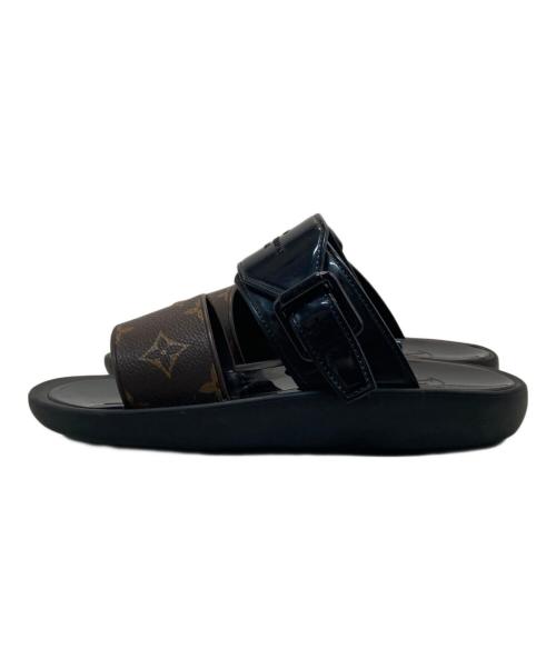 LOUIS VUITTON（ルイ ヴィトン）LOUIS VUITTON (ルイ ヴィトン) サンバスライン ラバー サンダル ブラック×ブラウン サイズ:35の古着・服飾アイテム