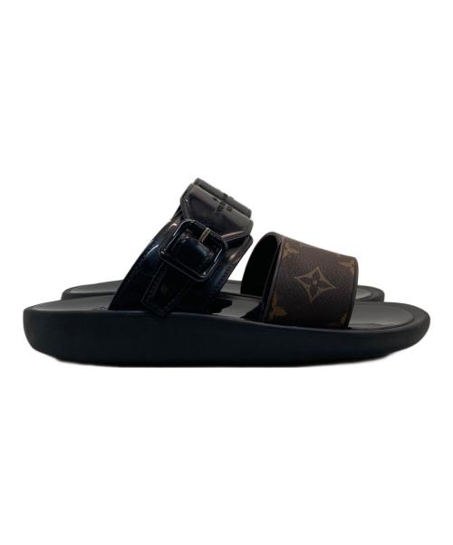LOUIS VUITTON（ルイ ヴィトン）LOUIS VUITTON (ルイ ヴィトン) サンバスライン ラバー サンダル ブラック×ブラウン サイズ:35の古着・服飾アイテム