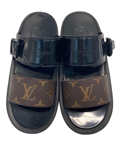 LOUIS VUITTON（ルイ ヴィトン）LOUIS VUITTON (ルイ ヴィトン) サンバスライン ラバー サンダル ブラック×ブラウン サイズ:35の古着・服飾アイテム