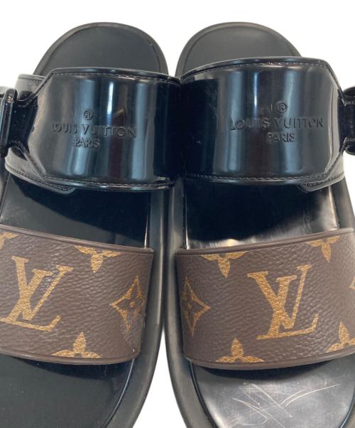 LOUIS VUITTON（ルイ ヴィトン）LOUIS VUITTON (ルイ ヴィトン) サンバスライン ラバー サンダル ブラック×ブラウン サイズ:35の古着・服飾アイテム