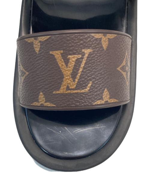 LOUIS VUITTON（ルイ ヴィトン）LOUIS VUITTON (ルイ ヴィトン) サンバスライン ラバー サンダル ブラック×ブラウン サイズ:35の古着・服飾アイテム