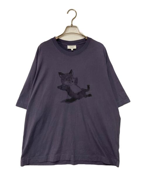 maison kitsune（メゾンキツネ）MAISON KITSUNE (メゾンキツネ) CHILLAX PRINT OVERSIZE T-SHIRT ネイビー サイズ:Ｍの古着・服飾アイテム