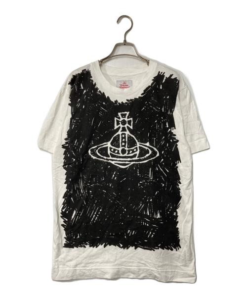 Vivienne Westwood man（ヴィヴィアン ウェストウッド マン）Vivienne Westwood man (ヴィヴィアン ウェストウッド マン) オーブプリントTシャツ ホワイト×ブラック サイズ:SIZE 46の古着・服飾アイテム