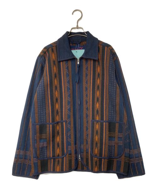 KARDO（カルド）KARDO (カルド) Leroyボックスフィット2WAYジップジャケット ネイビー×ブラウン サイズ:Mの古着・服飾アイテム