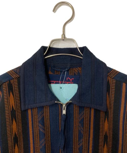 KARDO（カルド）KARDO (カルド) Leroyボックスフィット2WAYジップジャケット ネイビー×ブラウン サイズ:Mの古着・服飾アイテム