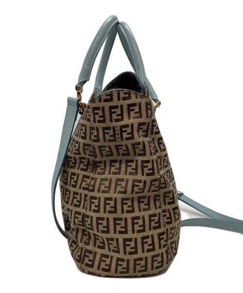 FENDI（フェンディ）FENDI (フェンディ) ズッキーノ 2WAYバッグ ベージュ×ブラウン×ブルーの古着・服飾アイテム