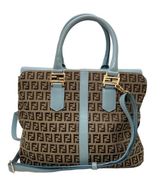 FENDI（フェンディ）FENDI (フェンディ) ズッキーノ 2WAYバッグ ベージュ×ブラウン×ブルーの古着・服飾アイテム
