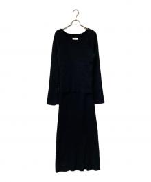 Ameri（アメリ）の古着「AMERICAN SLEEVE LAYERED KNIT DRESS」｜ブラック
