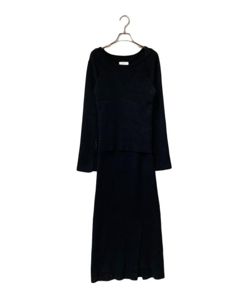 Ameri（アメリ）Ameri (アメリ) AMERICAN SLEEVE LAYERED KNIT DRESS ブラック サイズ:Ｍの古着・服飾アイテム