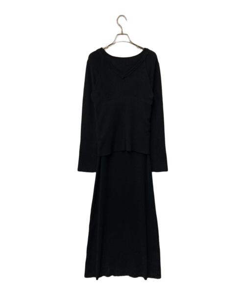 Ameri（アメリ）Ameri (アメリ) AMERICAN SLEEVE LAYERED KNIT DRESS ブラック サイズ:Ｍの古着・服飾アイテム