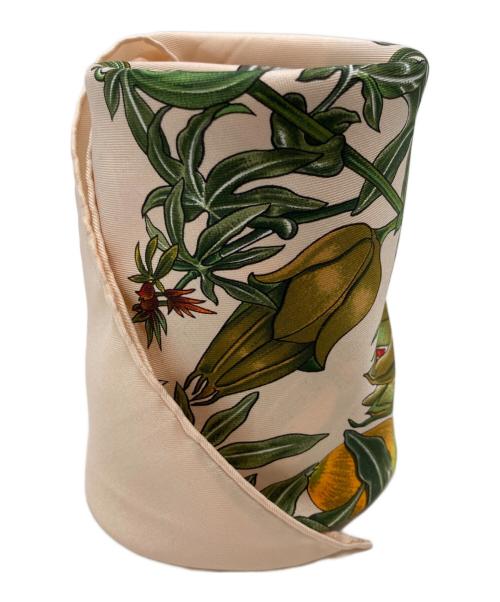 HERMES（エルメス）HERMES (エルメス) PASSIFLORES/パッションフラワー カレ90 シルクスカーフ ピンク×グリーンの古着・服飾アイテム