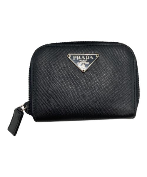 PRADA（プラダ）PRADA (プラダ) ロゴプレート サフィアーノ コインケース ブラックの古着・服飾アイテム