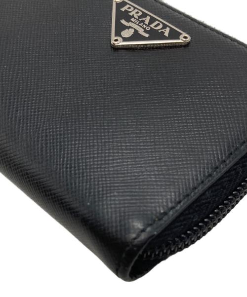PRADA（プラダ）PRADA (プラダ) ロゴプレート サフィアーノ コインケース ブラックの古着・服飾アイテム