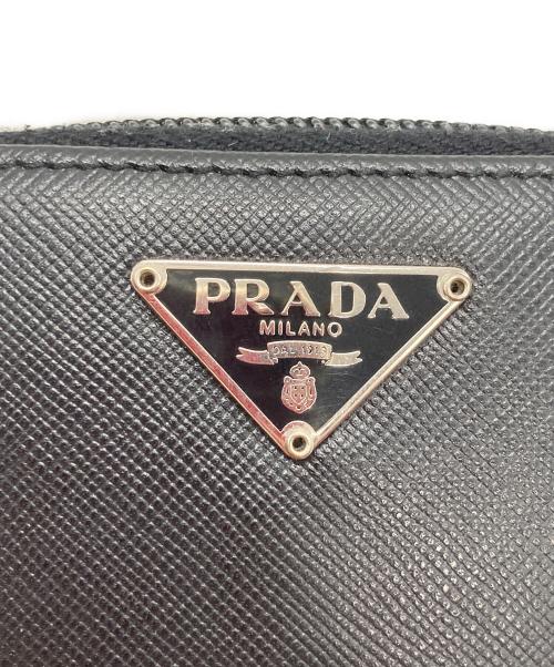 PRADA（プラダ）PRADA (プラダ) ロゴプレート サフィアーノ コインケース ブラックの古着・服飾アイテム