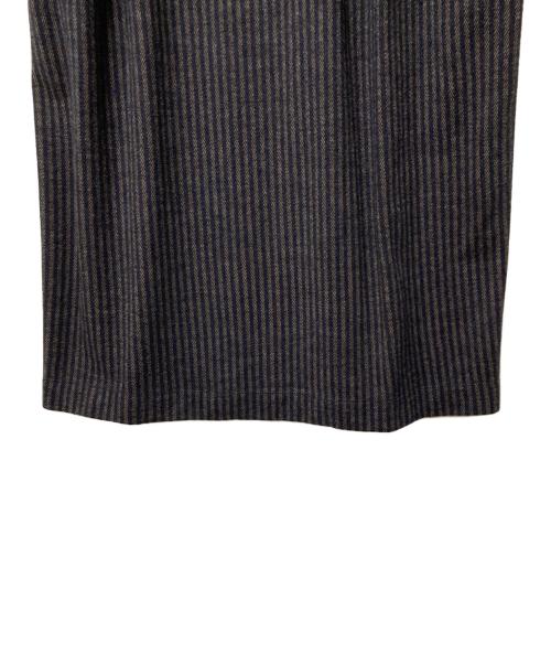 45R（フォーティファイブ・アール）45R (フォーティファイブ・アール) ジャージフラノ ストライプウールワンピース ネイビー×ブラウンの古着・服飾アイテム