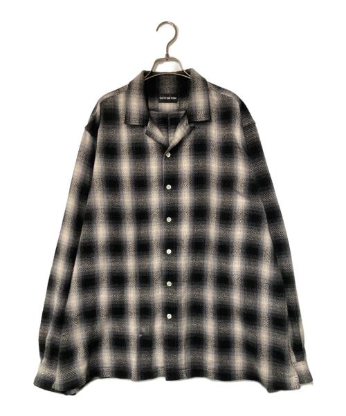 COTTON PAN（コットンパン）COTTON PAN (コットンパン) VENIS NEL L/S チェックオープンカラーシャツ ブラック×ホワイト サイズ:3の古着・服飾アイテム
