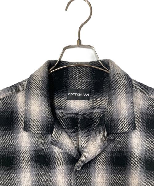 COTTON PAN（コットンパン）COTTON PAN (コットンパン) VENIS NEL L/S チェックオープンカラーシャツ ブラック×ホワイト サイズ:3の古着・服飾アイテム