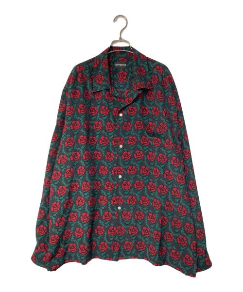 COTTON PAN（コットンパン）COTTON PAN (コットンパン) 情熱の /長袖レーヨンシャツ ブラック×レッド サイズ:3の古着・服飾アイテム