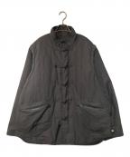 COTTON PANコットンパン）の古着「Leeex 裏地レオパード 中綿チャイナデザインジャケット」｜ブラック (チャコールグレー系)